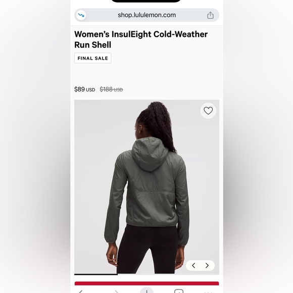 lululemon Women’s InsulEight Cold-Weather Run Shell in green - Picture 9 of 14